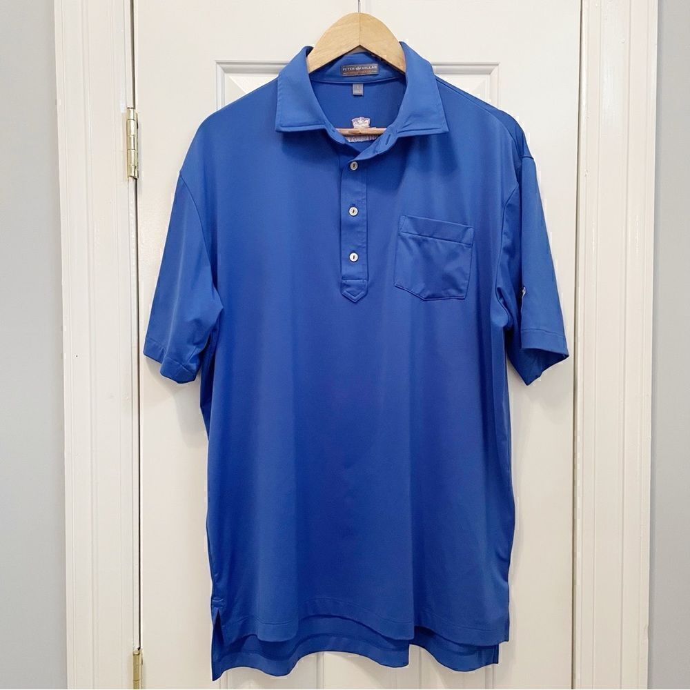 Peter Millar Summer Comfort Polo Size L Royal Blue Stretch Sweat Wicking